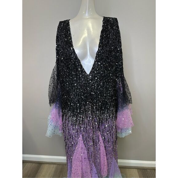 Elegant Black and Purple Maxi Dress - Picture 13 of 16